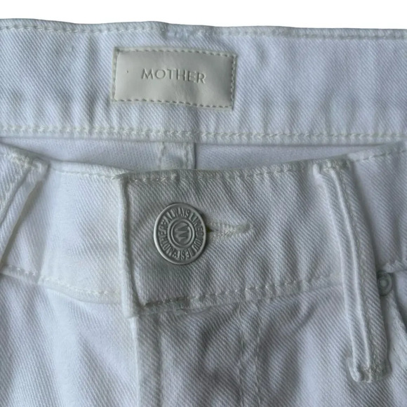 Mother The Charmer Fray Short in Glass Slipper White Denim w/ Stretch Size 26 - Picture 4 of 7